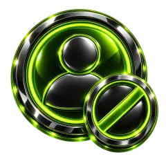 Green profile icon with a block symbol representing a self exclusion period